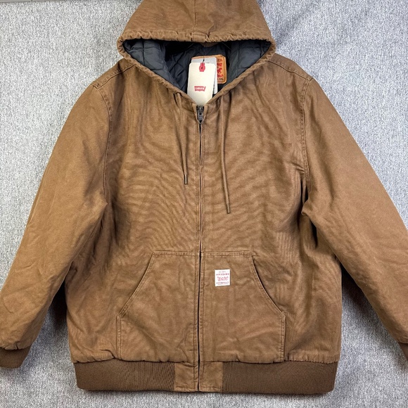 Levi's Potrero Worker Brown Hooded Trucker Jacket Quilted Lined Men's Size XXL - Picture 6 of 8